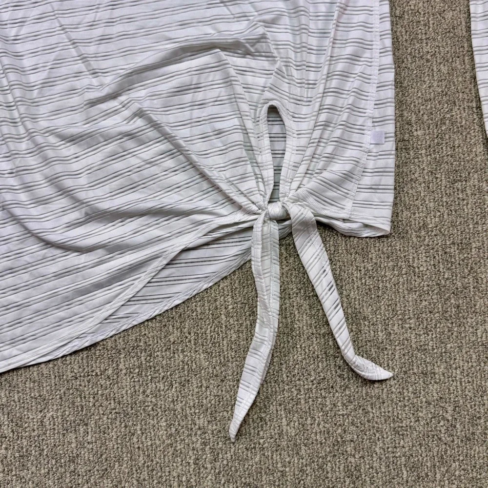 Lululemon Striped Long Sleeve Tie Side Wrap Top Womens 6 Stretch Athleisure‎